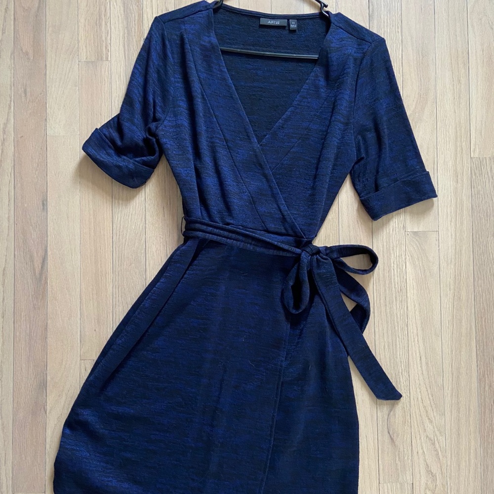 APT 9 Faux Wrap Dress - Blue